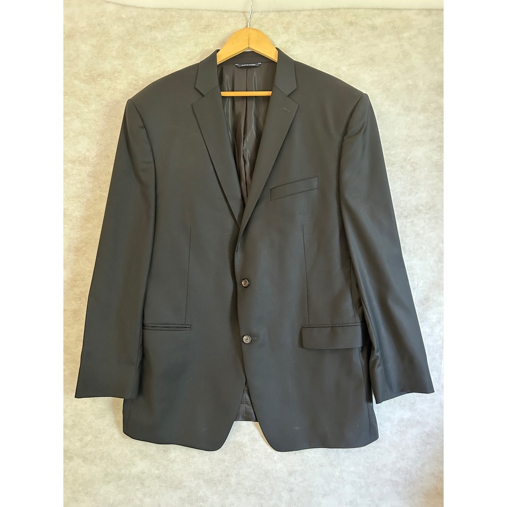 Ralph Lauren Mens 48L Black 100% Wool 2 Button Blazer Sport Coat Made in Canada